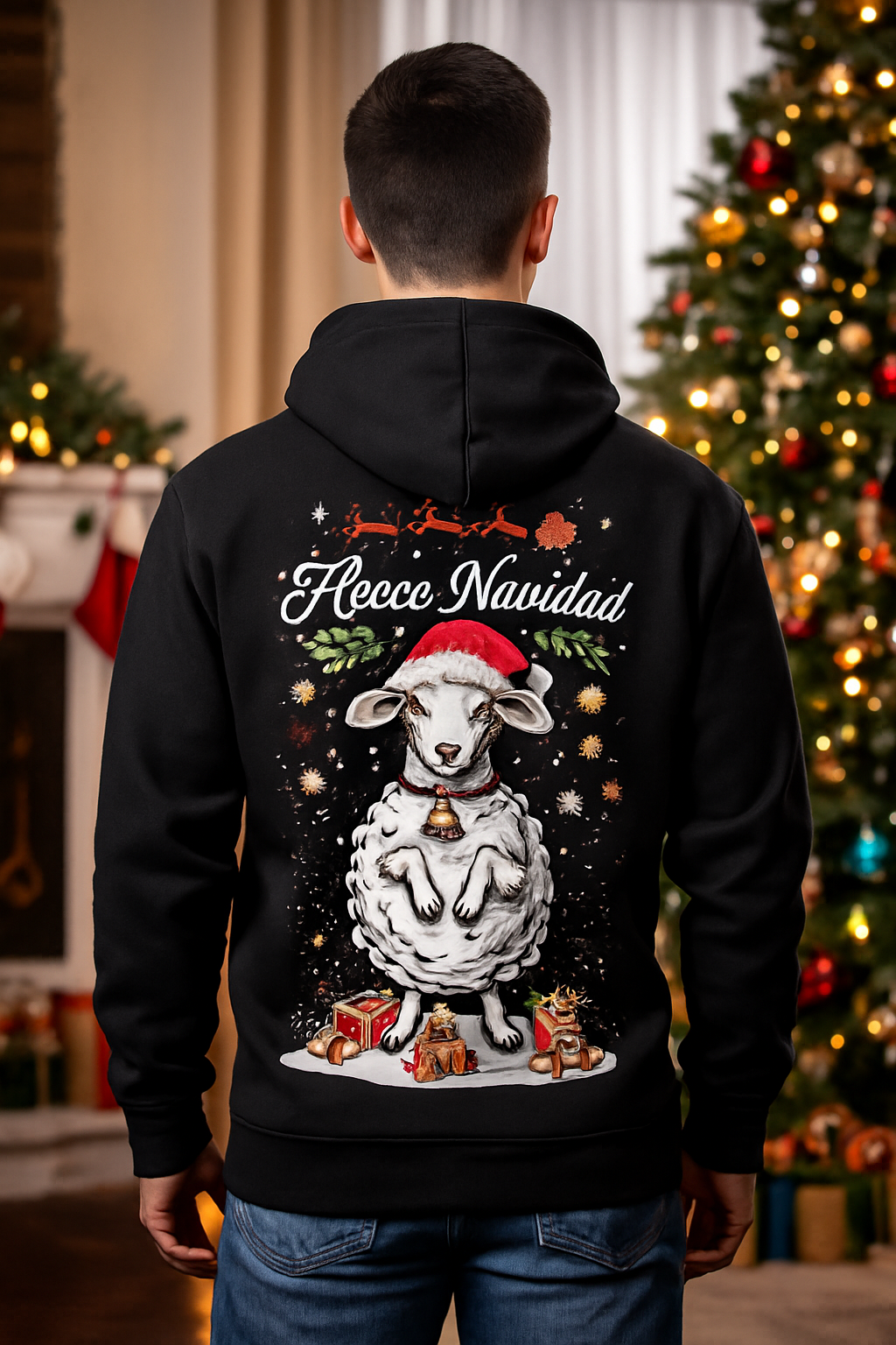 Fleece Navidad Hoodie – Lustiger Schaf Weihnachts Pullover | premium unisex hoodie