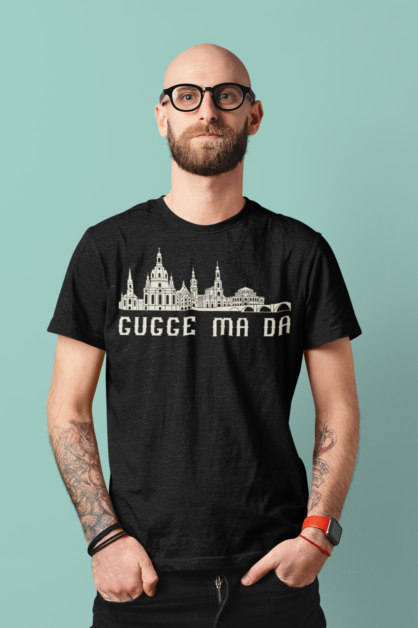 Elbflorenz Pracht: Das „Gugge ma da“ Dresden Skyline Bio-Shirt