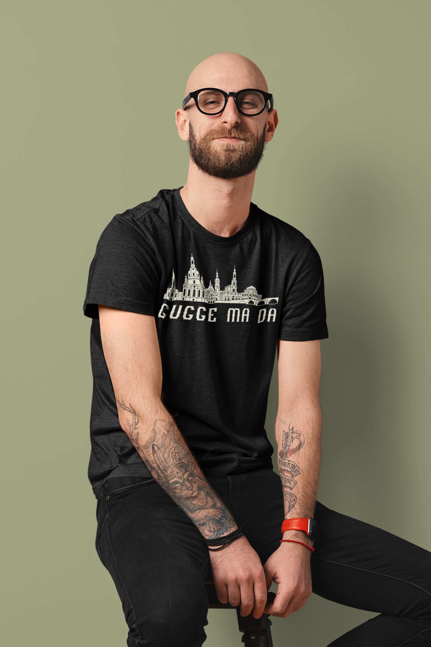 Elbflorenz Pracht: Das „Gugge ma da“ Dresden Skyline Bio-Shirt