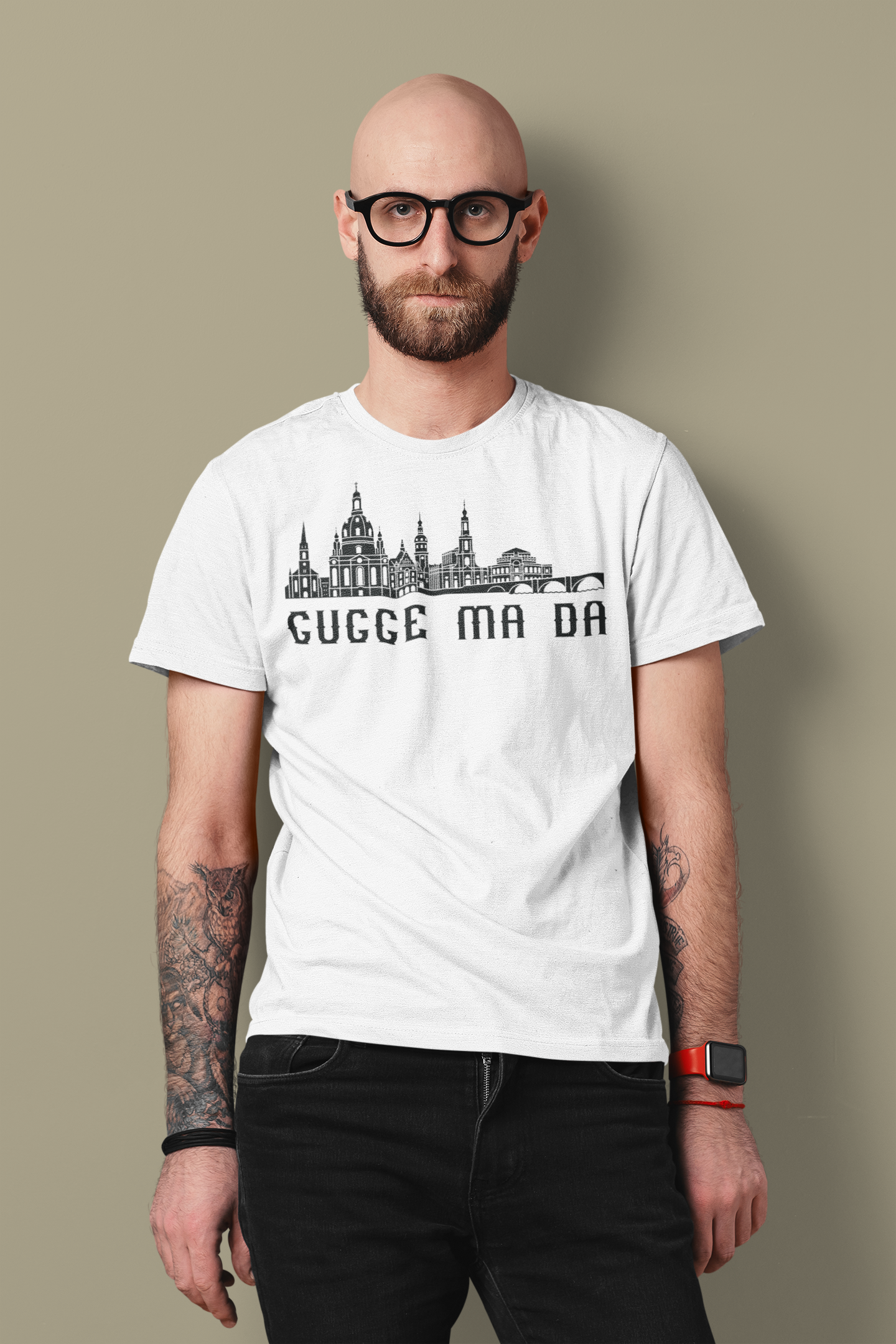 Elbflorenz Pracht: Das „Gugge ma da“ Dresden Skyline Bio-Shirt