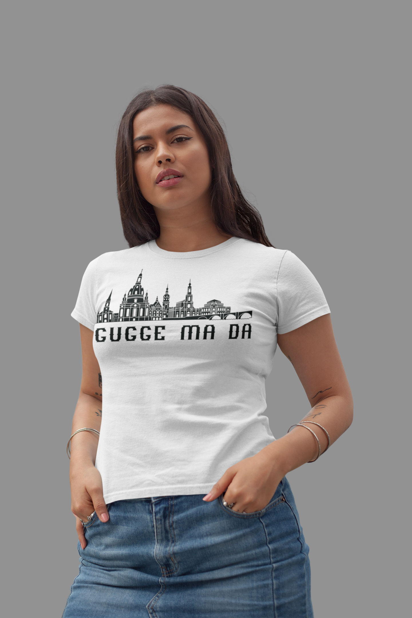 Elbflorenz Gefühl – „Gugge ma da“ Dresden Skyline Bio Damen-Shirt