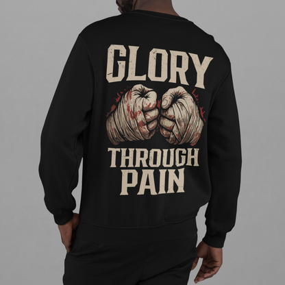 glory through pain sweatshirt - vintage boxing fighter graphic