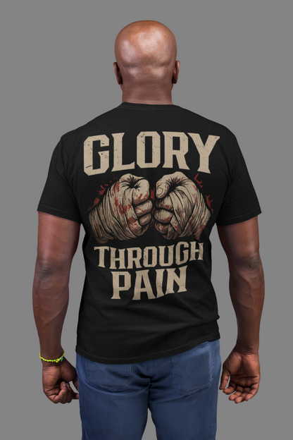 glory through pain t-shirt – vintage boxing fighter graphic