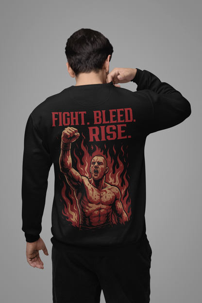 fight bleed rise sweatshirt – powerful boxing fighter artwork