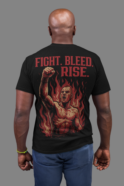 Fight Bleed Rise T-Shirt - Powerful Boxing Fighter Artwork