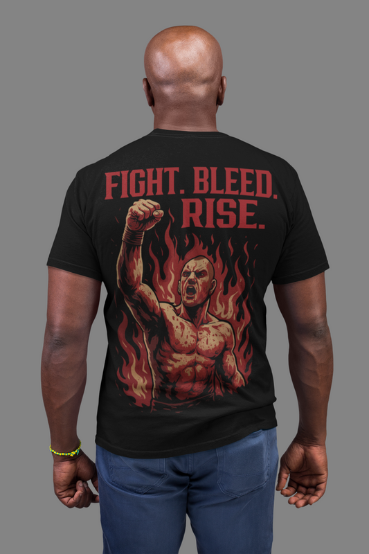fight bleed rise t-shirt – powerful boxing fighter artwork