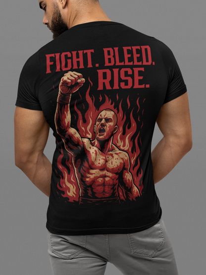 Fight Bleed Rise T-Shirt - Powerful Boxing Fighter Artwork
