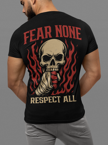 Fear None T-Shirt – Respect All Skull Fight Design