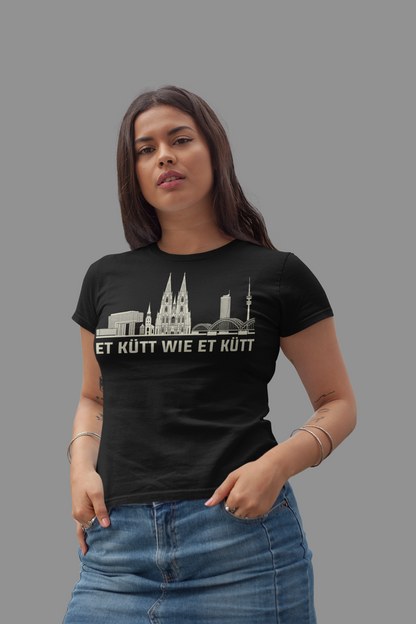 Kölner Herz – „Et kütt wie et kütt“ Skyline Bio Damen-Shirt
