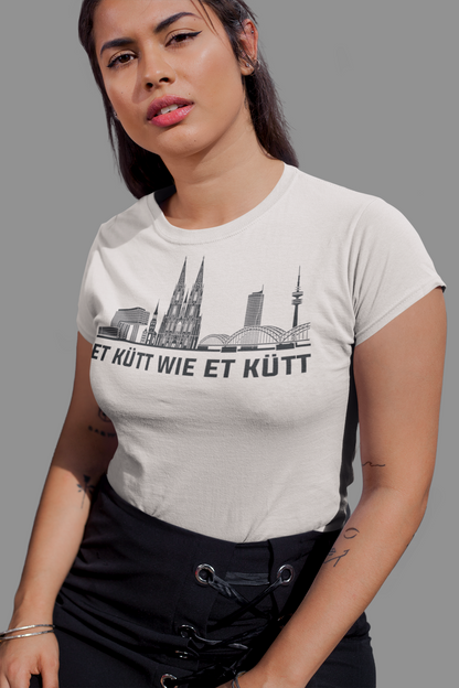 Kölner Herz – „Et kütt wie et kütt“ Skyline Bio Damen-Shirt