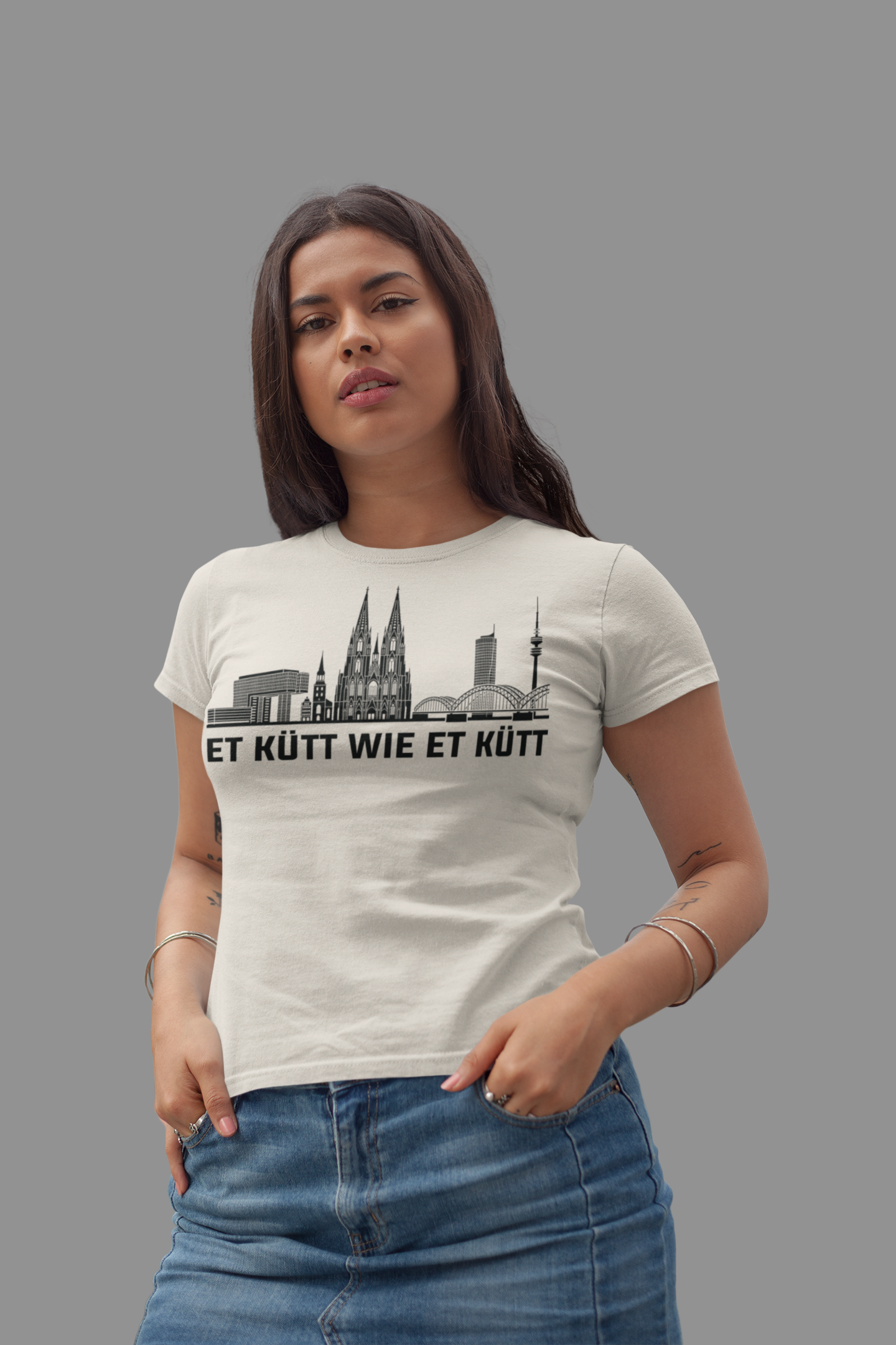 Kölner Herz – „Et kütt wie et kütt“ Skyline Bio Damen-Shirt