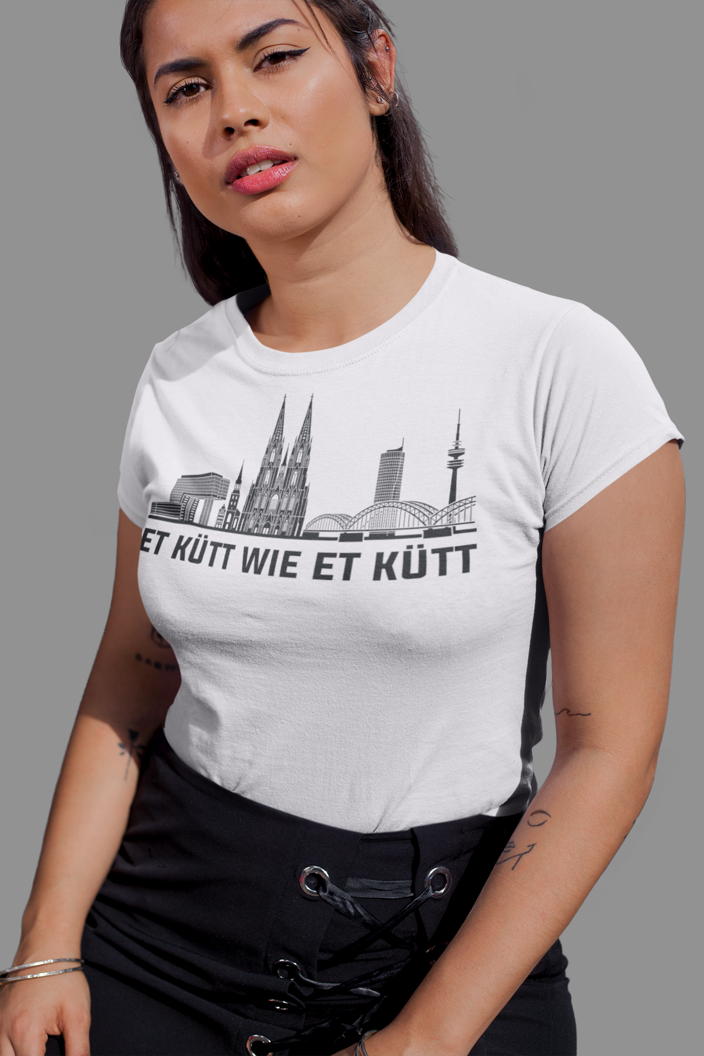 Kölner Herz – „Et kütt wie et kütt“ Skyline Bio Damen-Shirt