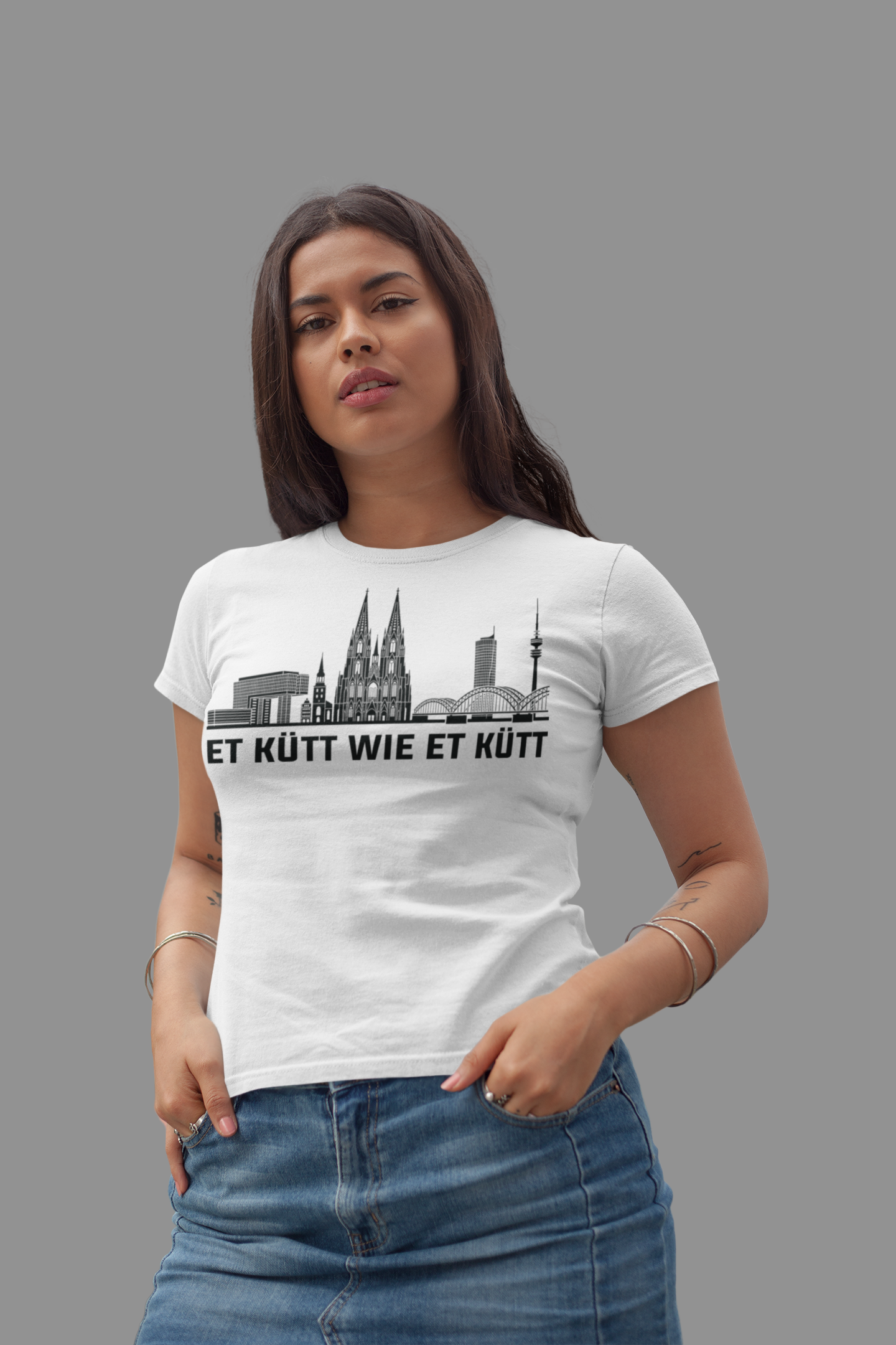 Kölner Herz – „Et kütt wie et kütt“ Skyline Bio Damen-Shirt