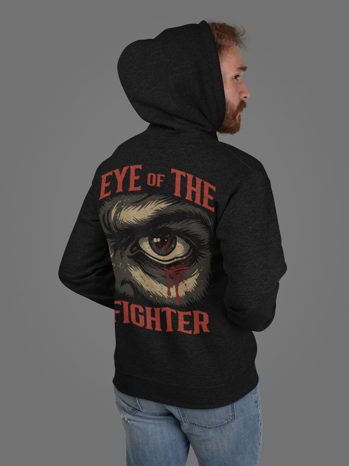 eye of the fighter hoodie – intense fighter eye illustration