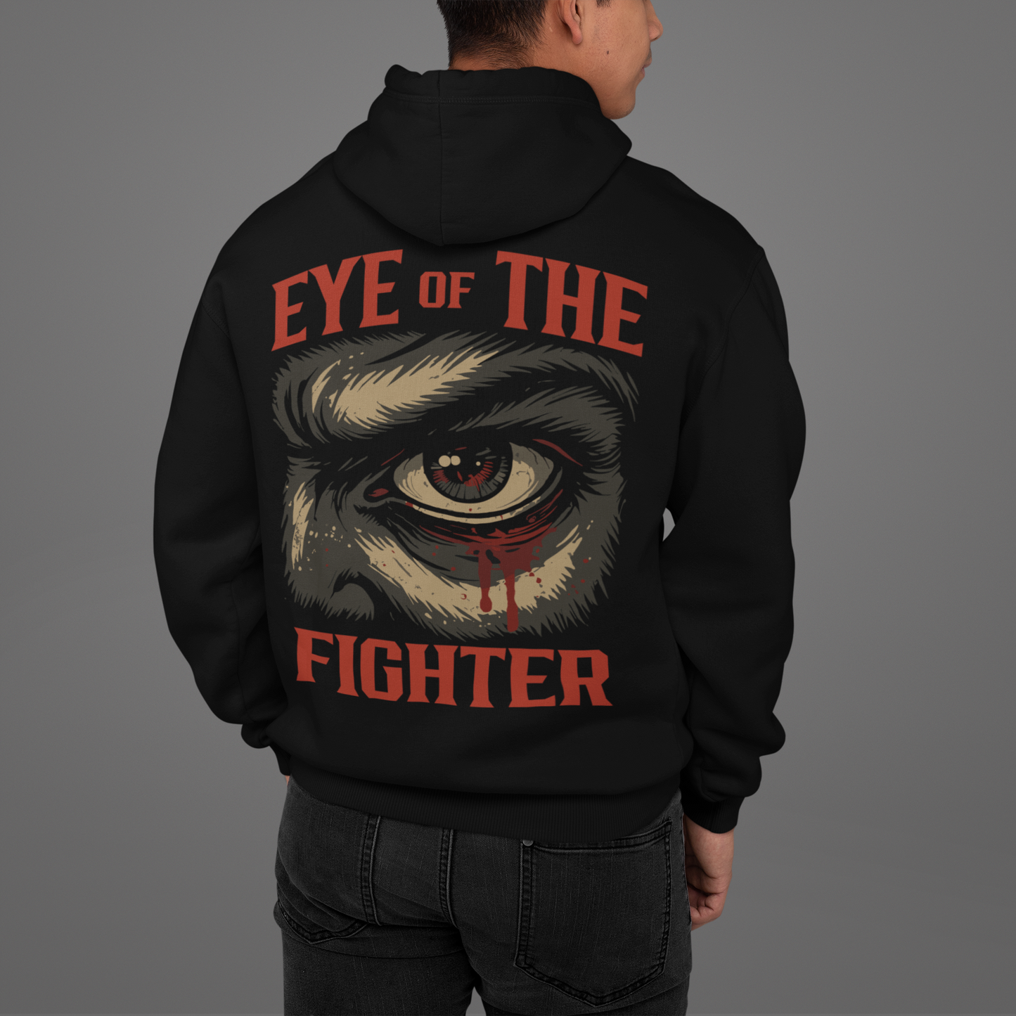 eye of the fighter hoodie – intense fighter eye illustration