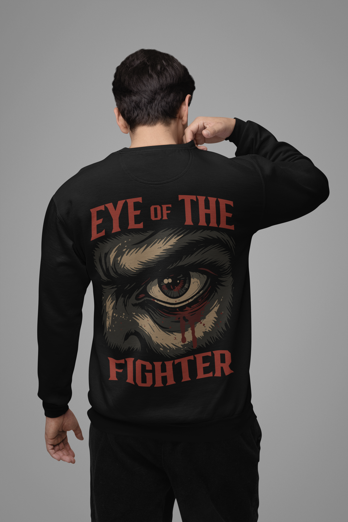 eye of the fighter sweatshirt – intense fighter eye illustration