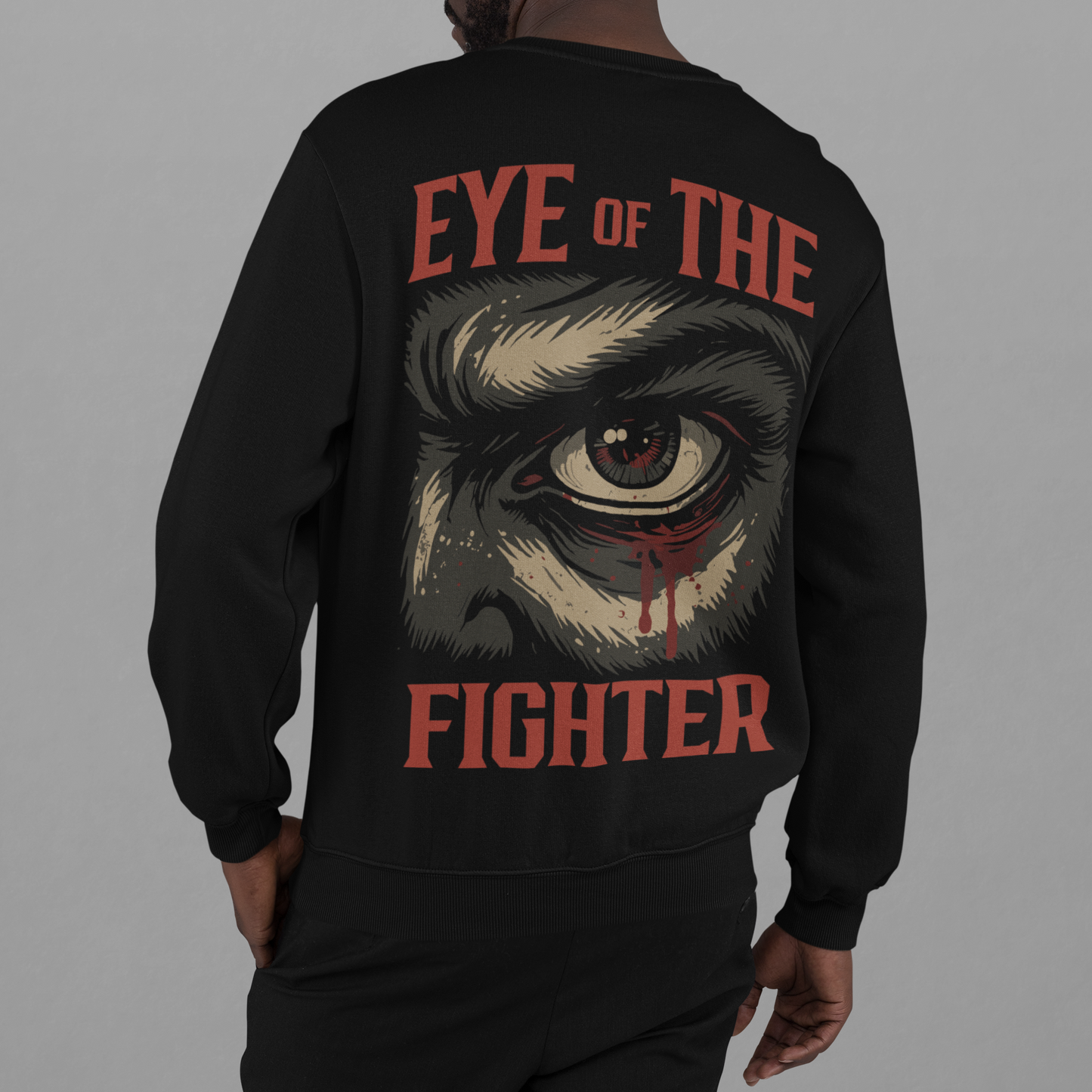 eye of the fighter sweatshirt – intense fighter eye illustration