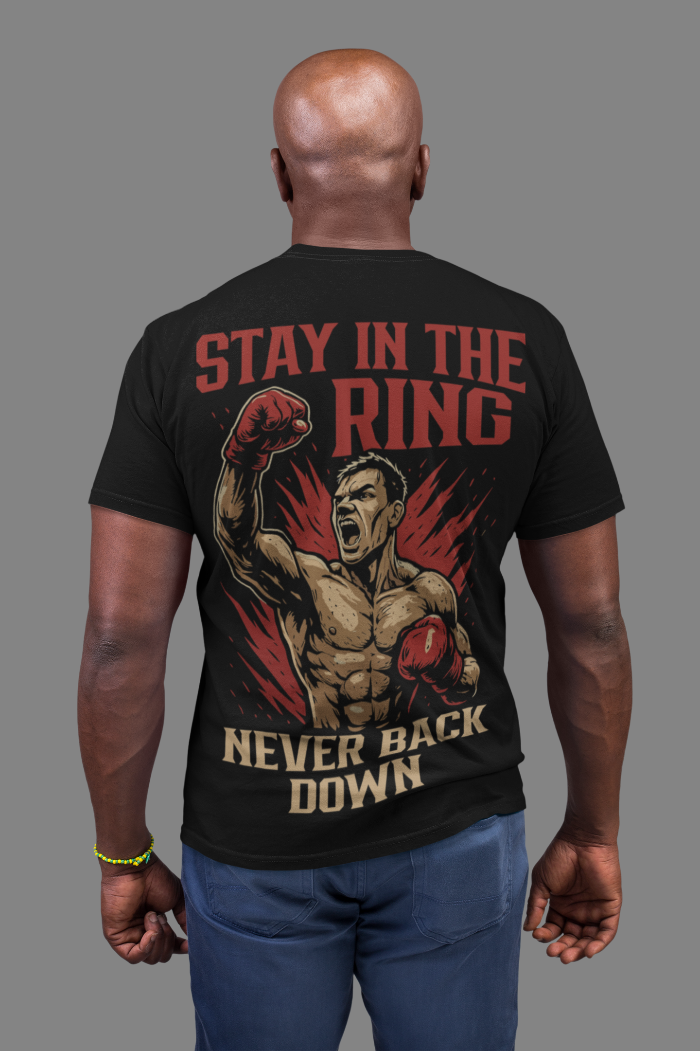 stay in the ring t-shirt – never back down boxing graphic