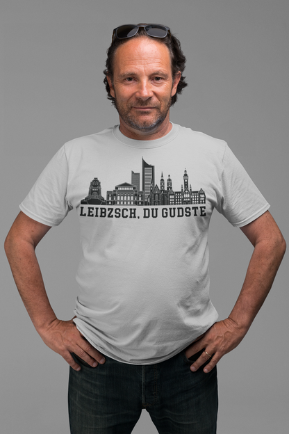 Leipziger Freiheit: Das „Leibzsch, du Gudste“ Skyline Bio-Shirt