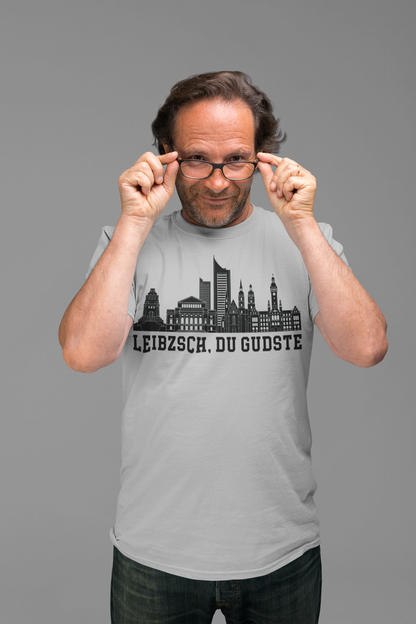 Leipziger Freiheit: Das „Leibzsch, du Gudste“ Skyline Bio-Shirt