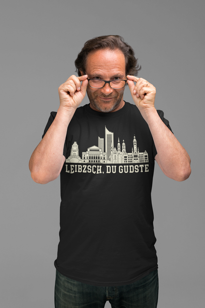 Leipziger Freiheit: Das „Leibzsch, du Gudste“ Skyline Bio-Shirt