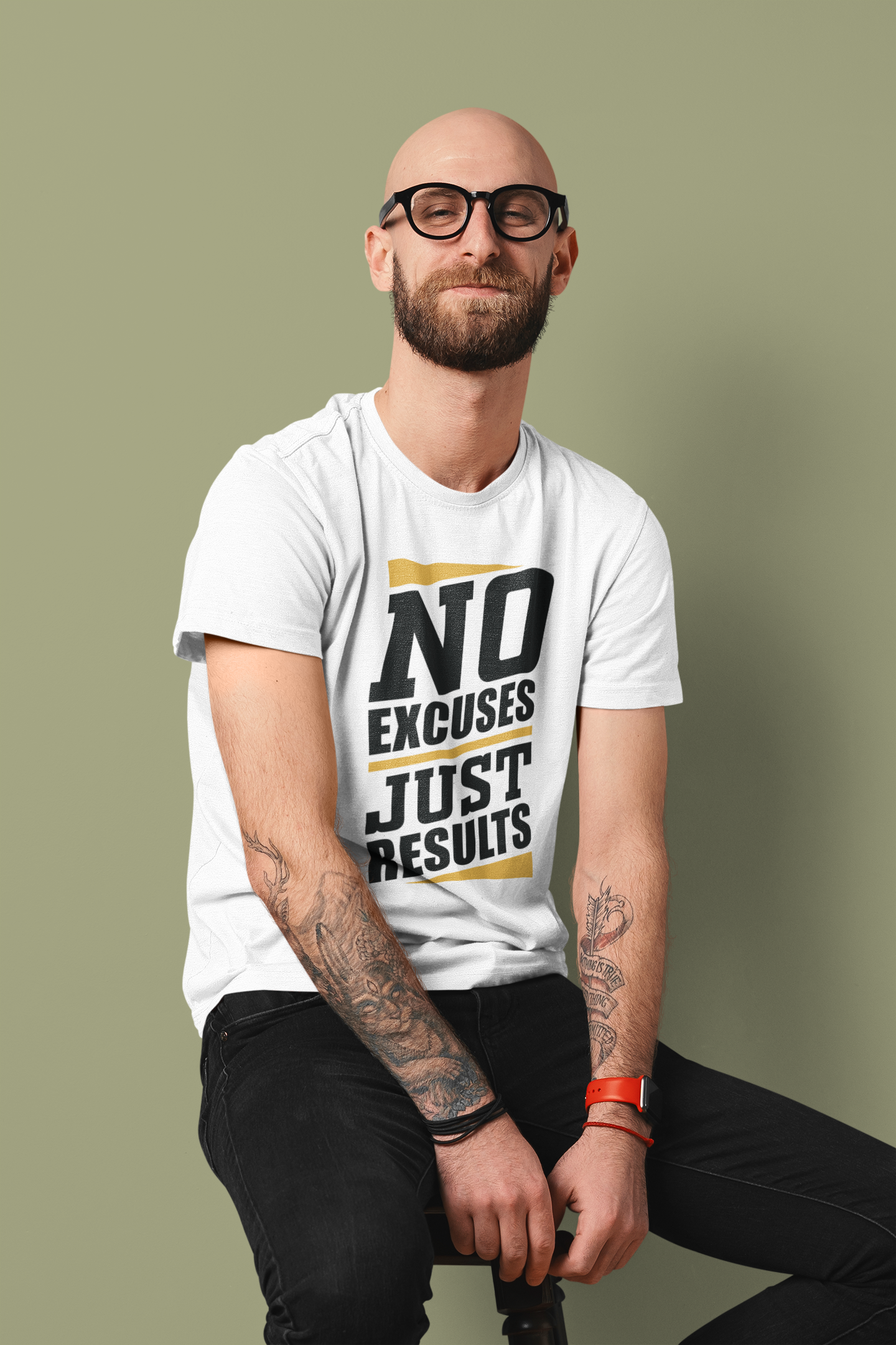 No Excuses T-Shirt – Just Results | Motivations Organic Shirt